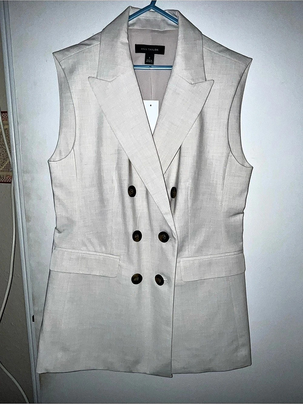 Ann Taylor Double-Breasted Vest in White Size 0 NWT